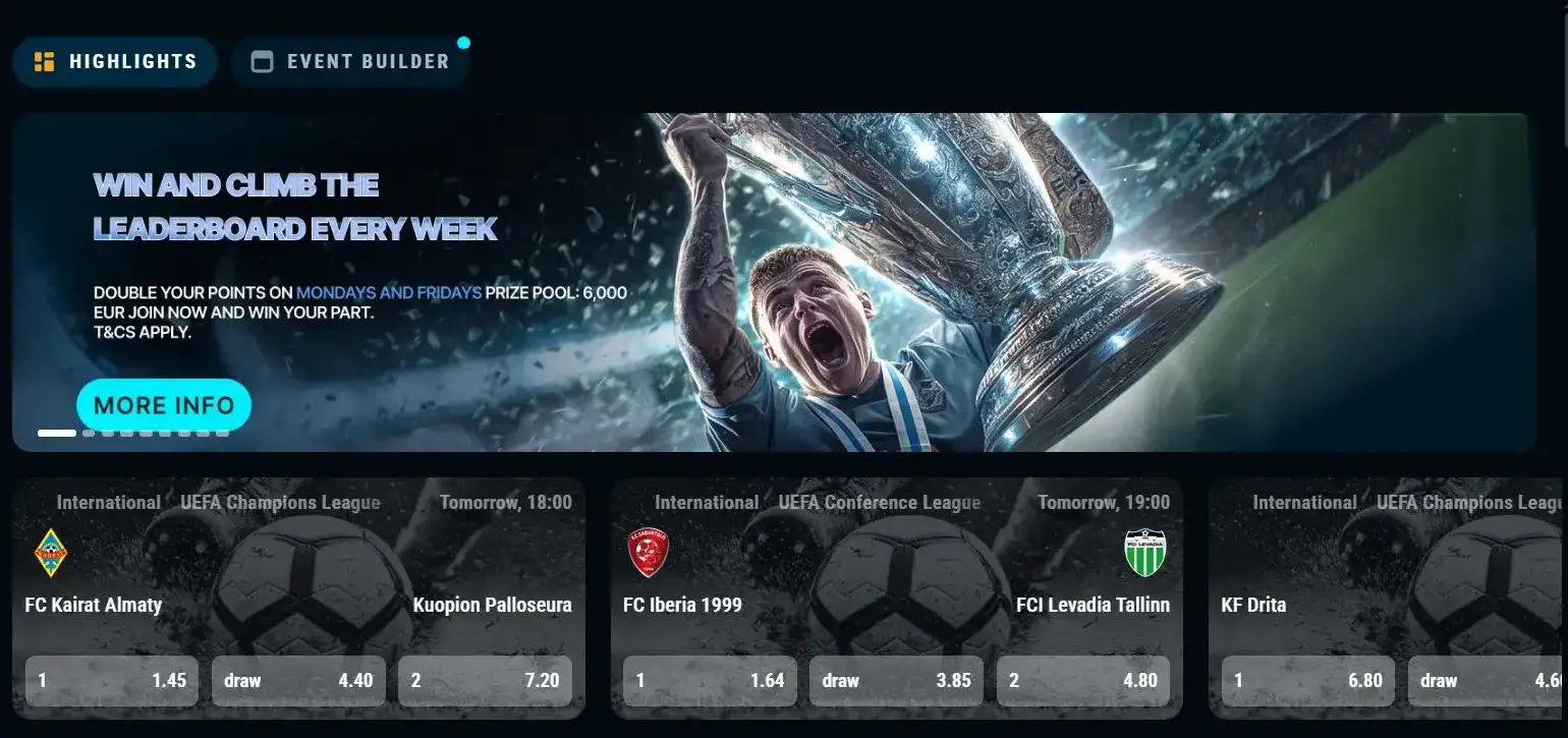 Sportweddenschappen bij Crystal Roll Casino met voetbalwedstrijden en quoteringen